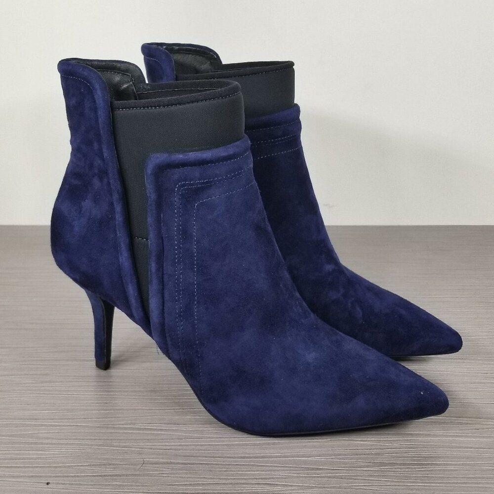 Kenneth Cole New York Stiletto Heel Booties, Navy Suede, Womens Size 7 M / 37.5